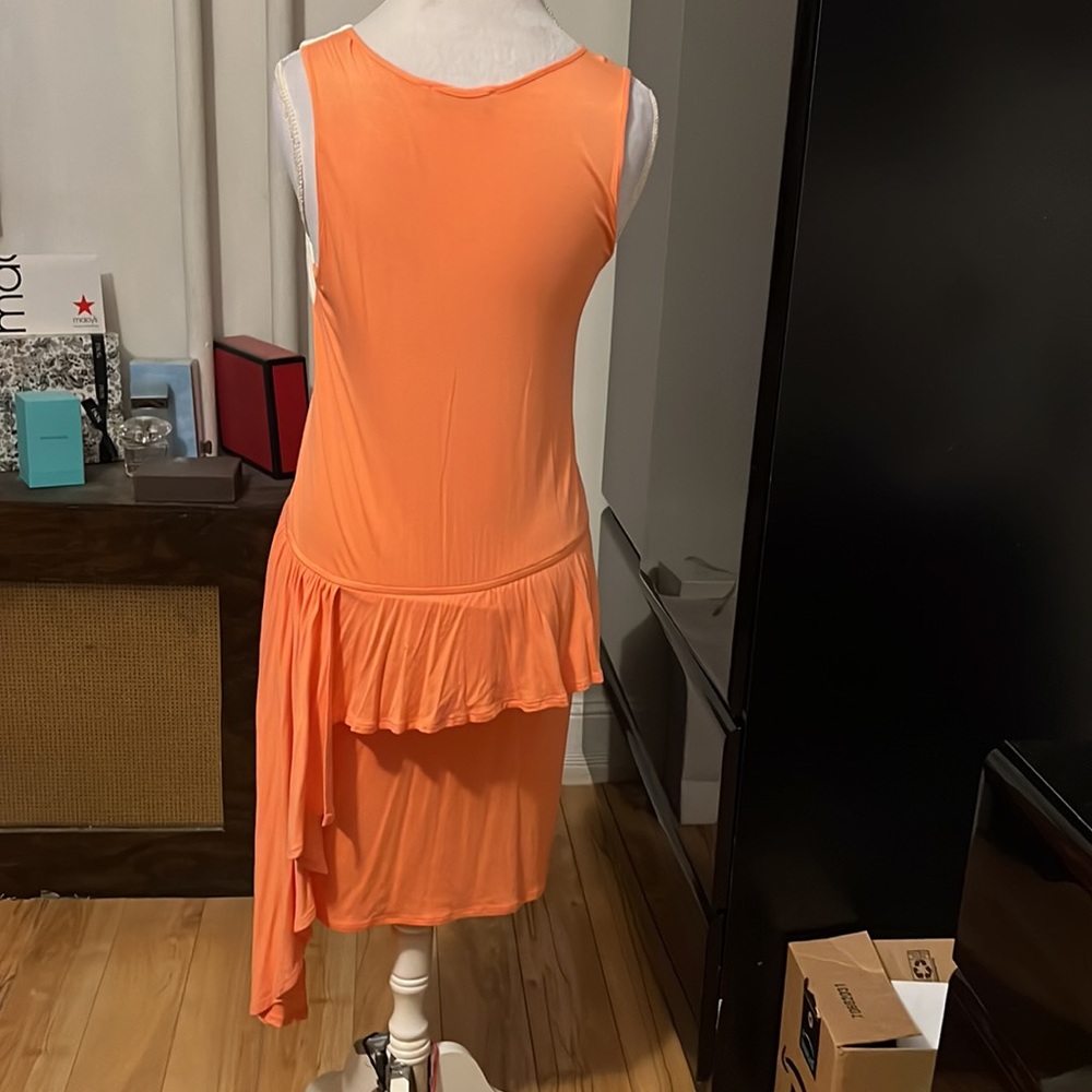 James & Joy orange and white asymmetrical dress - Picture 4 of 4